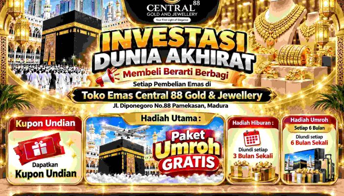Belanja Emas Sambil Beramal, Central 88 Pamekasan Hadirkan Kesempatan Umrah Gratis