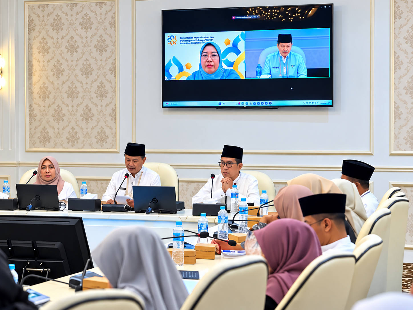 Rapat koordinasi penyusunan PJPK Kabupaten Pamekasan dihadiri sejumlah perangkat daerah dengan peserta BKKBN melalui konferensi daring.